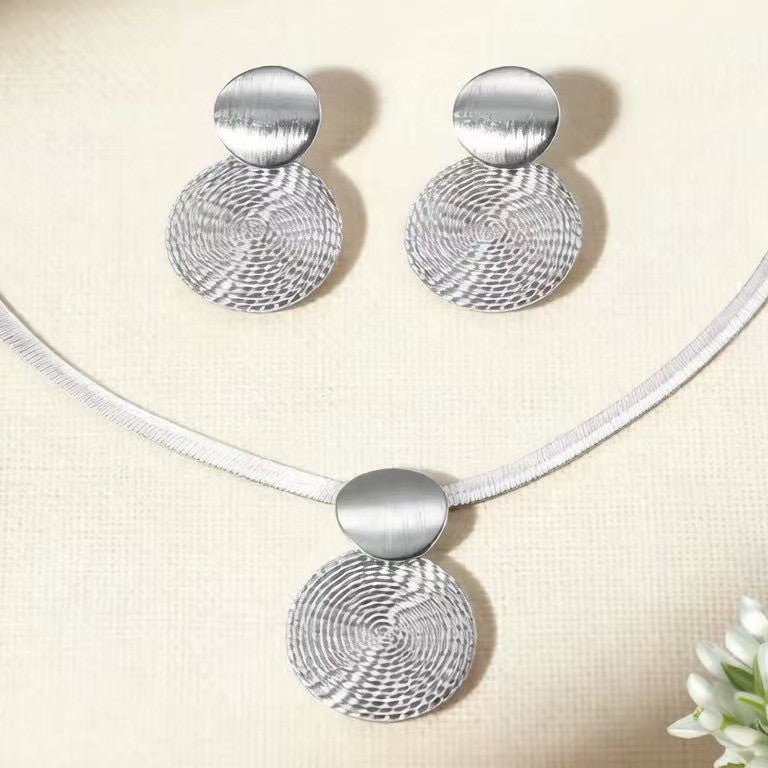 Creative Personality Geometry Wafer Spiral Pattern Jewelry Set