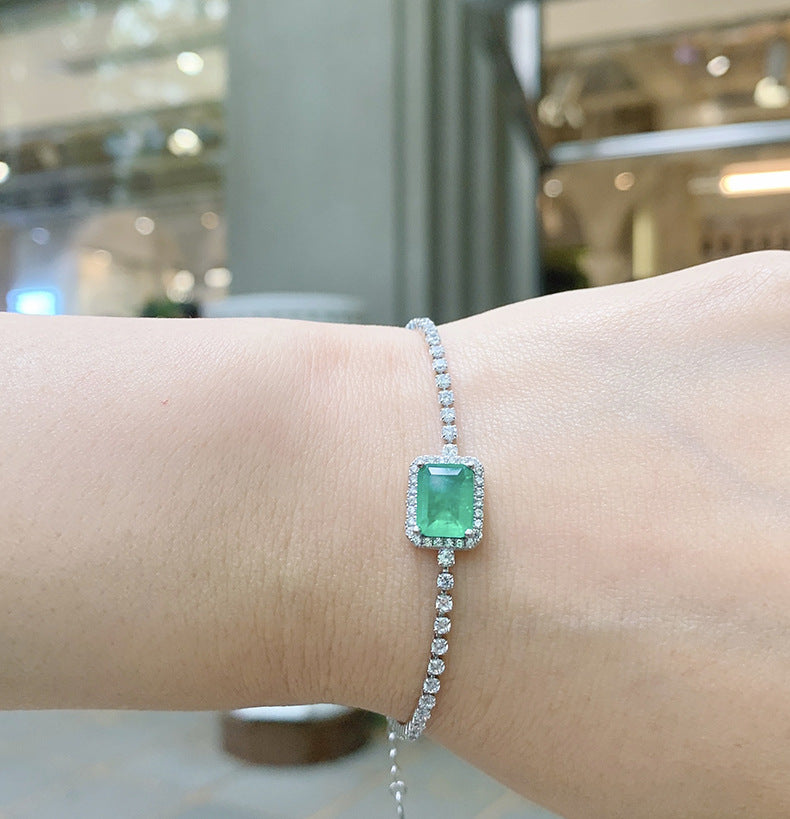 Women's Simple Small Square Paraiba Zircon Elegant Jewelry Set