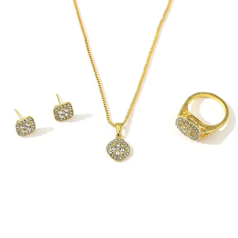Fashion Eight Hearts Arrows Engagement Ear Wedding Jewelry Set