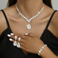 Wedding Bridal Ear Three-piece Full Diamond Jewelry Set