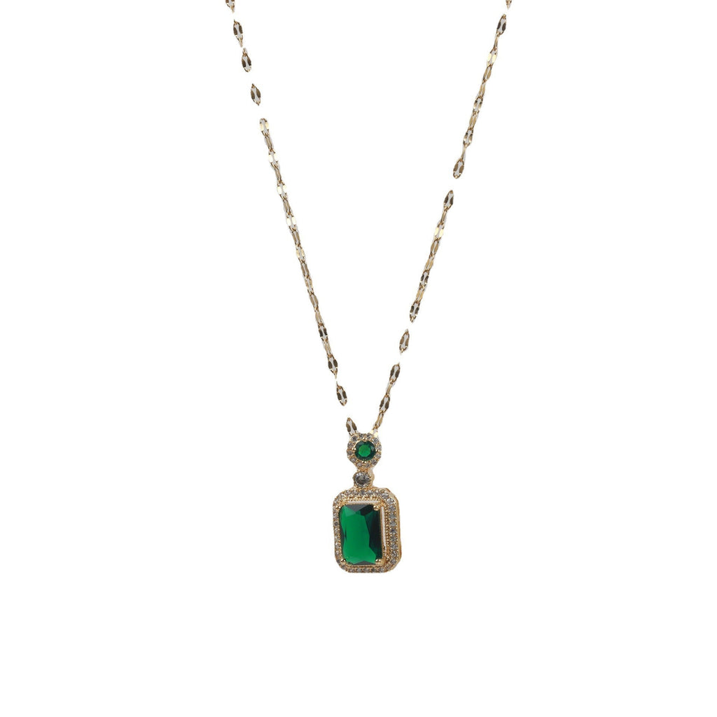 Style Geometric Three-piece Emerald Female Temperament Light Jewelry Set