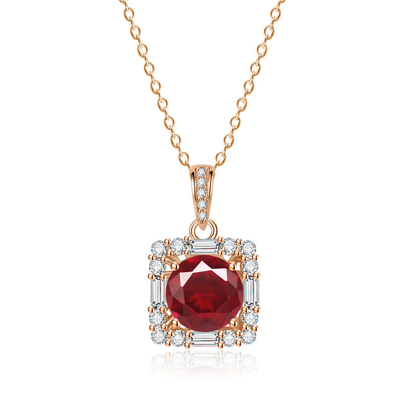 Colored Gems High-grade Full Diamond Red Jewelry Set