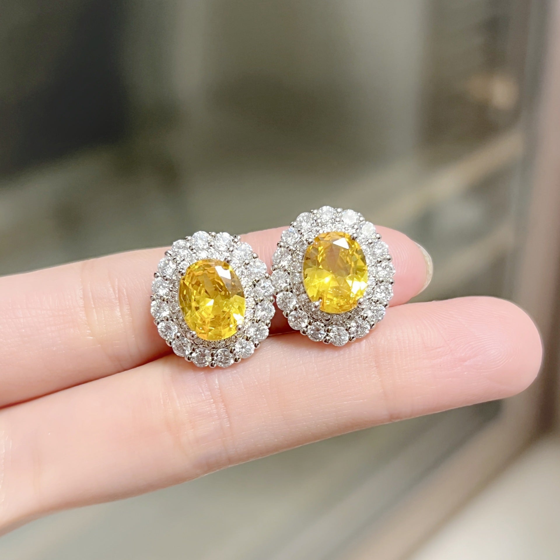 Sunflower Wool Diamond Zircon Red Yellow Purple Pink Champagne Rhinestone Jewelry Set