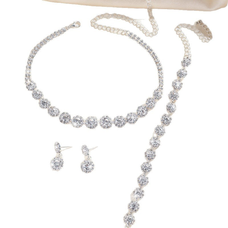 Bridal Wedding Gorgeous Light Luxury Rhinestone Jewelry Set