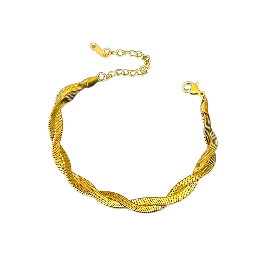 Women's Design Clavicle Chain Woven Gold-plated Stainless Jewelry Set