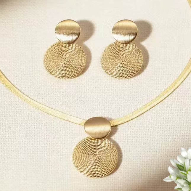 Creative Personality Geometry Wafer Spiral Pattern Jewelry Set