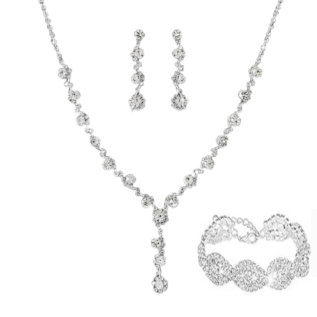 Sier Female High Class Elegant Diamond Claw Chain Jewelry Set