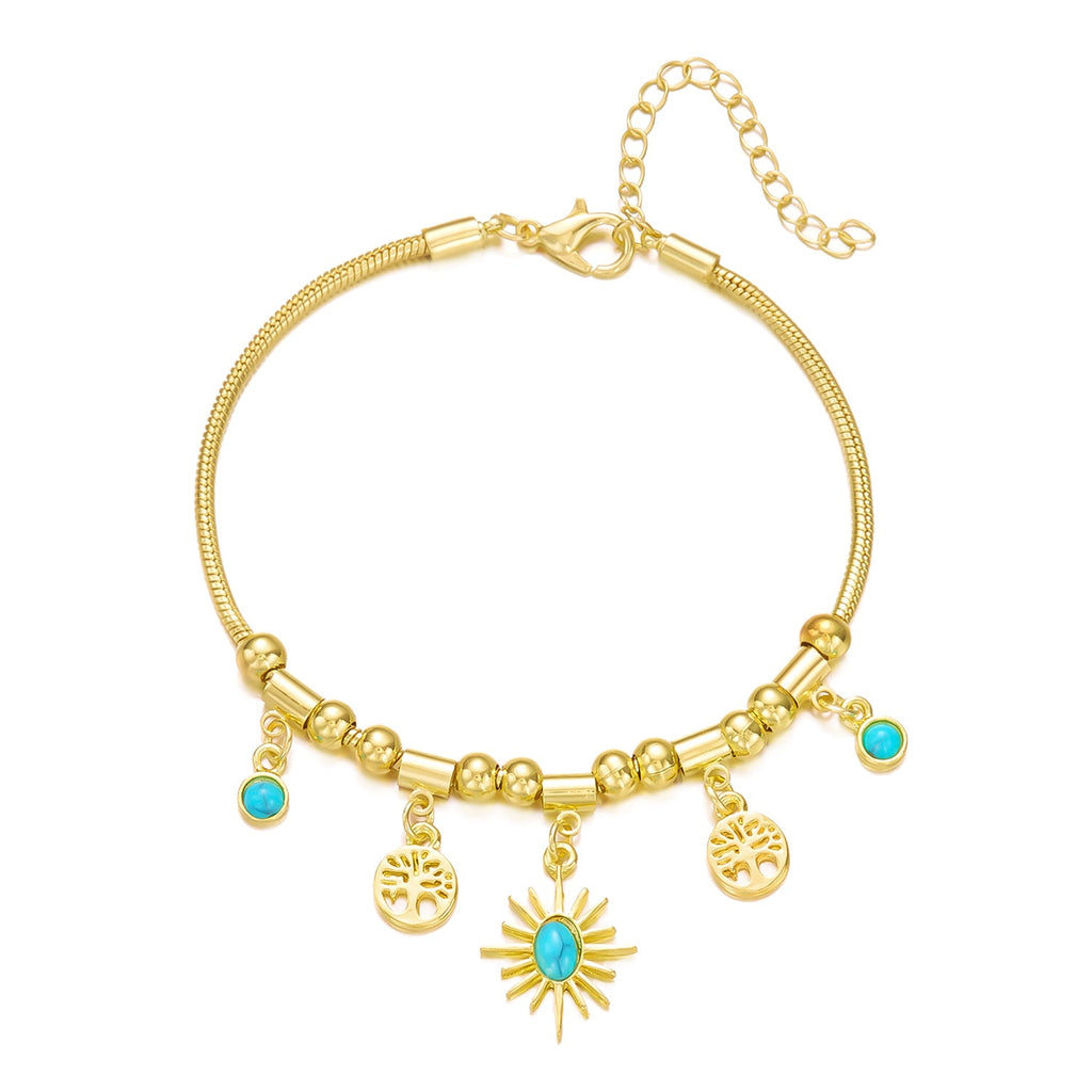 Turquoise Niche Vintage Sunflower Affordable Luxury Jewelry Set