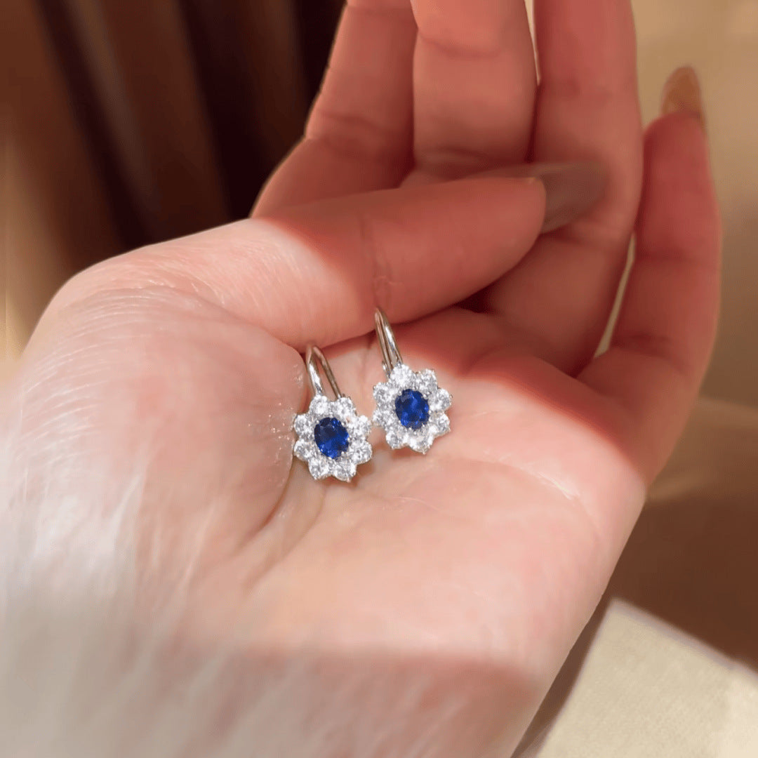 Sophisticated Blue Spinel Minimalist Red Corundum Colored Gems With Ear Jewelry Set
