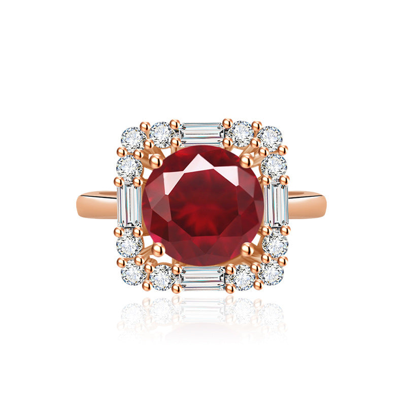 Colored Gems High-grade Full Diamond Red Jewelry Set