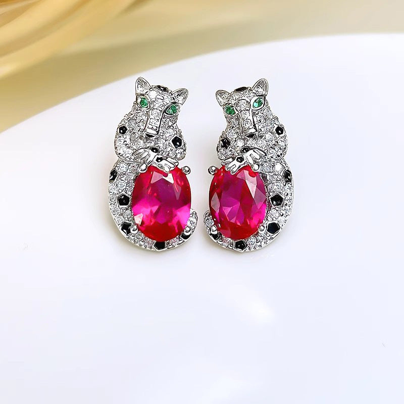 Women's Luxury Fashion Leopard Zircon Elegant Cheetah Colored Jewelry Set