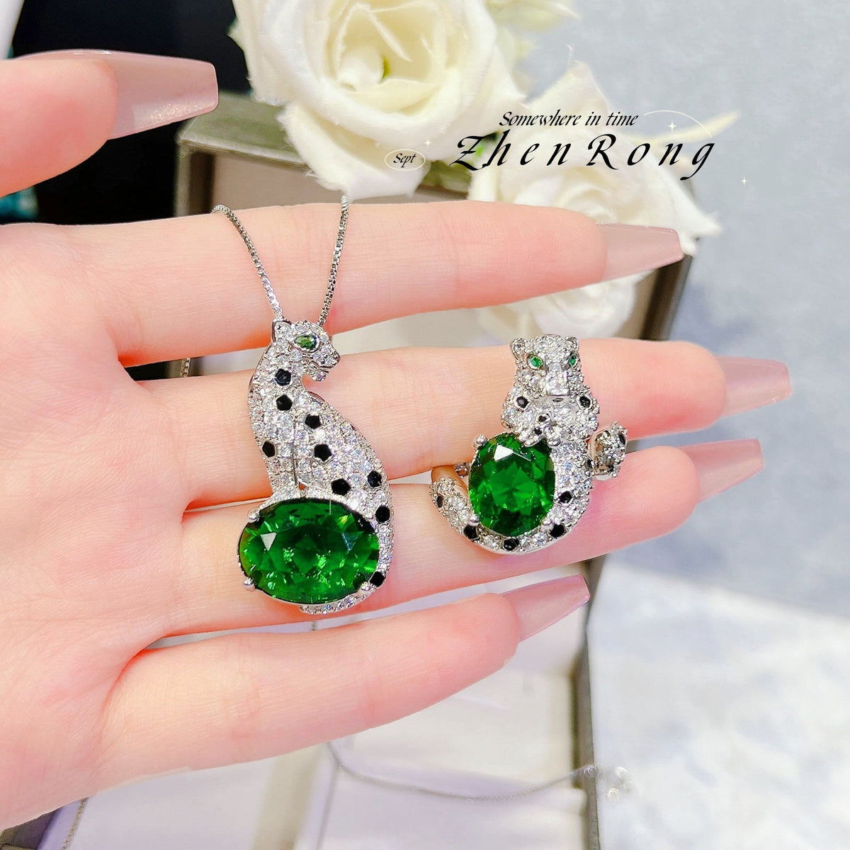 Women's Luxury Fashion Leopard Zircon Elegant Cheetah Colored Jewelry Set