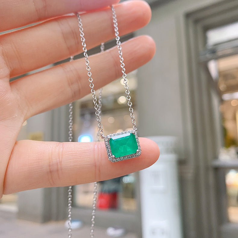 Women's Simple Small Square Paraiba Zircon Elegant Jewelry Set