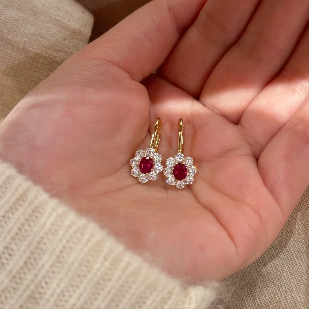 Sophisticated Blue Spinel Minimalist Red Corundum Colored Gems With Ear Jewelry Set