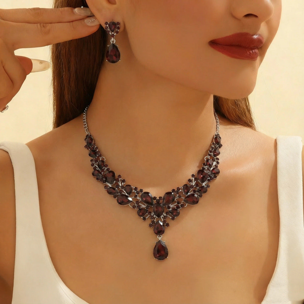 Women's Bridal Rhinestone Suite Luxury Fashion Party Jewelry Set