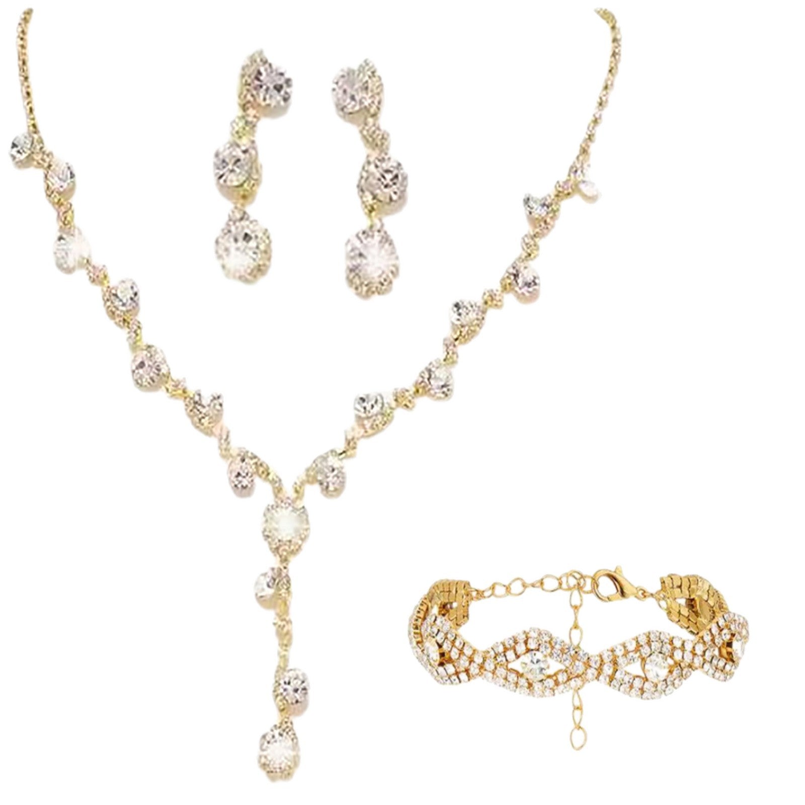 Fashion Pretty Women's Three-piece Sier Bridal Jewelry Set