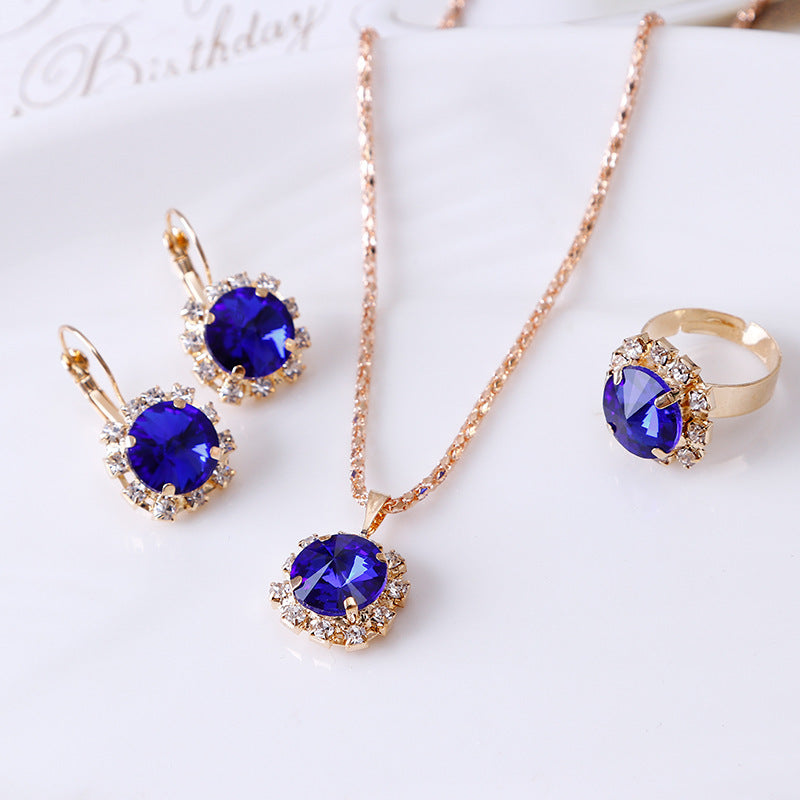 Stylish Round Crystal Bridal Gem Claw Jewelry Set