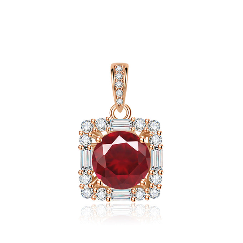 Colored Gems High-grade Full Diamond Red Jewelry Set