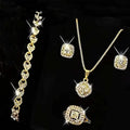 Fashion Eight Hearts Arrows Engagement Ear Wedding Jewelry Set