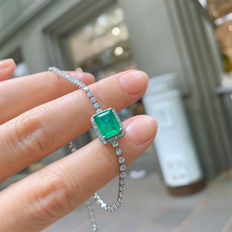 Women's Simple Small Square Paraiba Zircon Elegant Jewelry Set