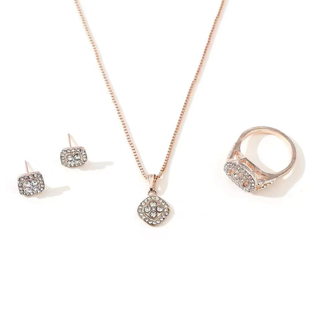 Fashion Eight Hearts Arrows Engagement Ear Wedding Jewelry Set
