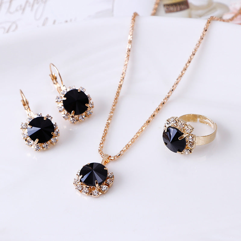 Stylish Round Crystal Bridal Gem Claw Jewelry Set