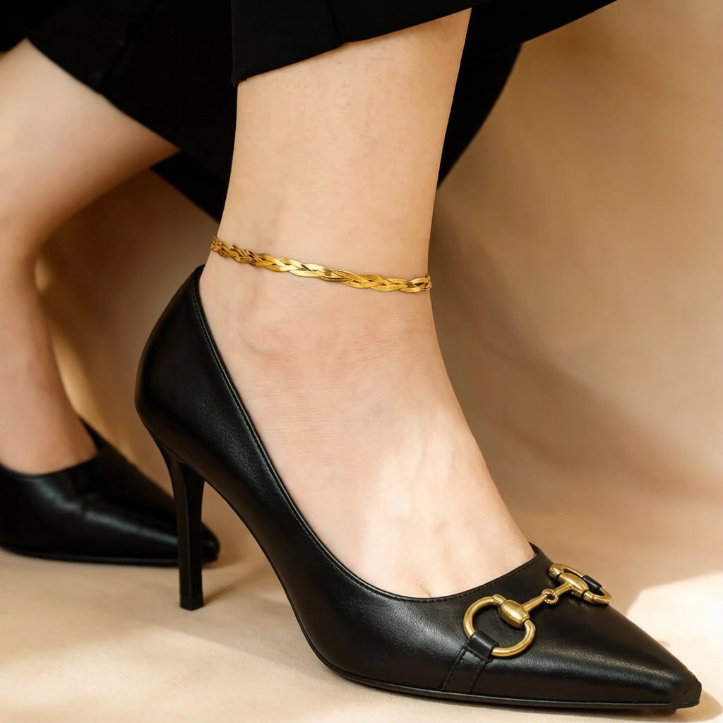 Women's Design Clavicle Chain Woven Gold-plated Stainless Jewelry Set