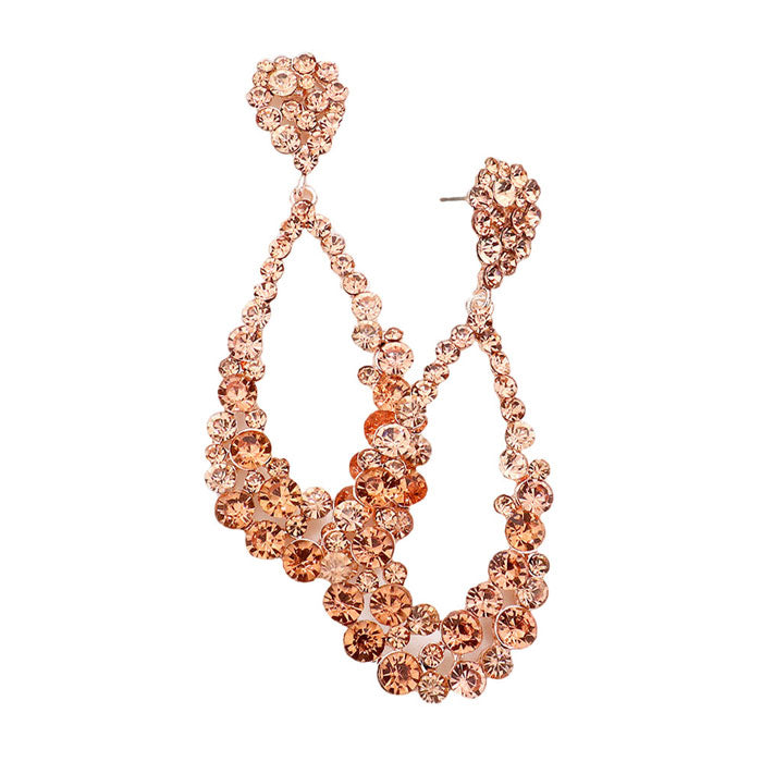 Women's Crystal Bubble Cluster Teardrop Evening Dangle Earrings