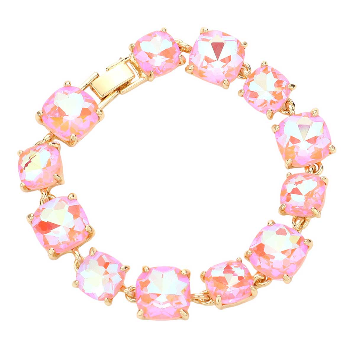 Women's Cushion Square Stone Link Evening Bracelet