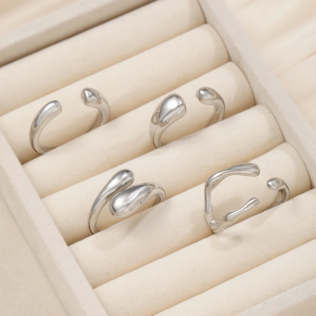 14Pcs/Set Vintage Smooth Open Rings Set for Women Geometric Creative Irregular Gold Color Finger Rings Trendy Daily Jewelry Gift