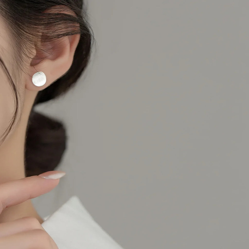 925 Sterling Silver Frosting Round Piercing Stud Earrings For Women Wedding Engagement Jewelry Wholesale Accessories Jewellery