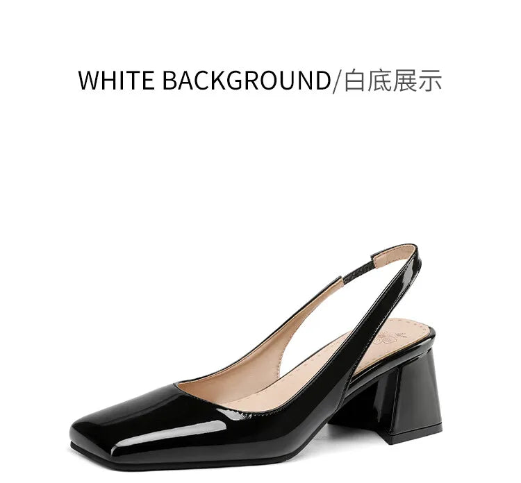 NASBAVI Women's Block Heels Pumps Shoes Elegant Summer Sandals Green Pink Close Toe Slingback Office Wedding Dress Shoes Female