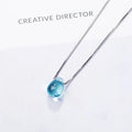 925 Sterling Silver Blue Lucky Crystal Pendants Necklaces For Women Vintage Luxury Jewelry Accessories Jewellery Trend 2024