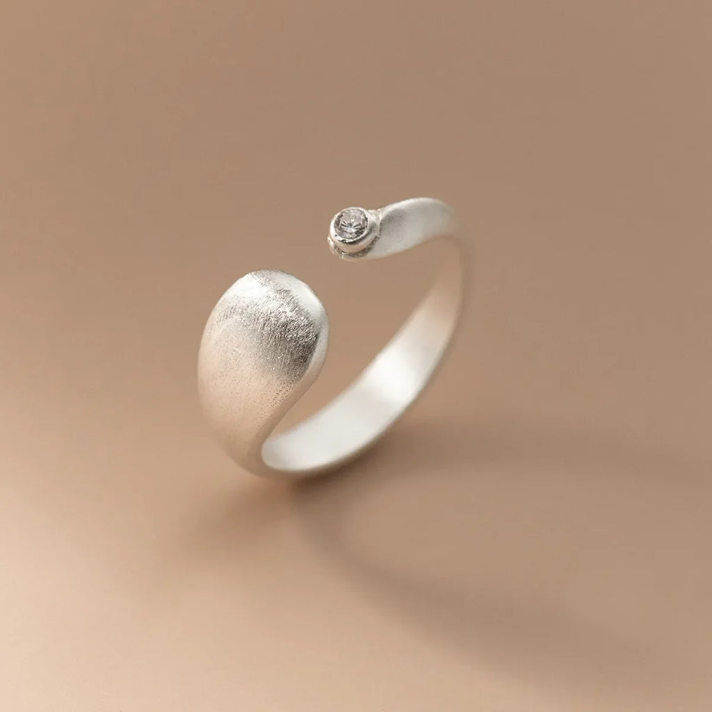 925 Sterling Silver Matte Finish Geometry Adjustable Rings For Women Wedding Fine Jewelry Accessories Jewellery Argent 925