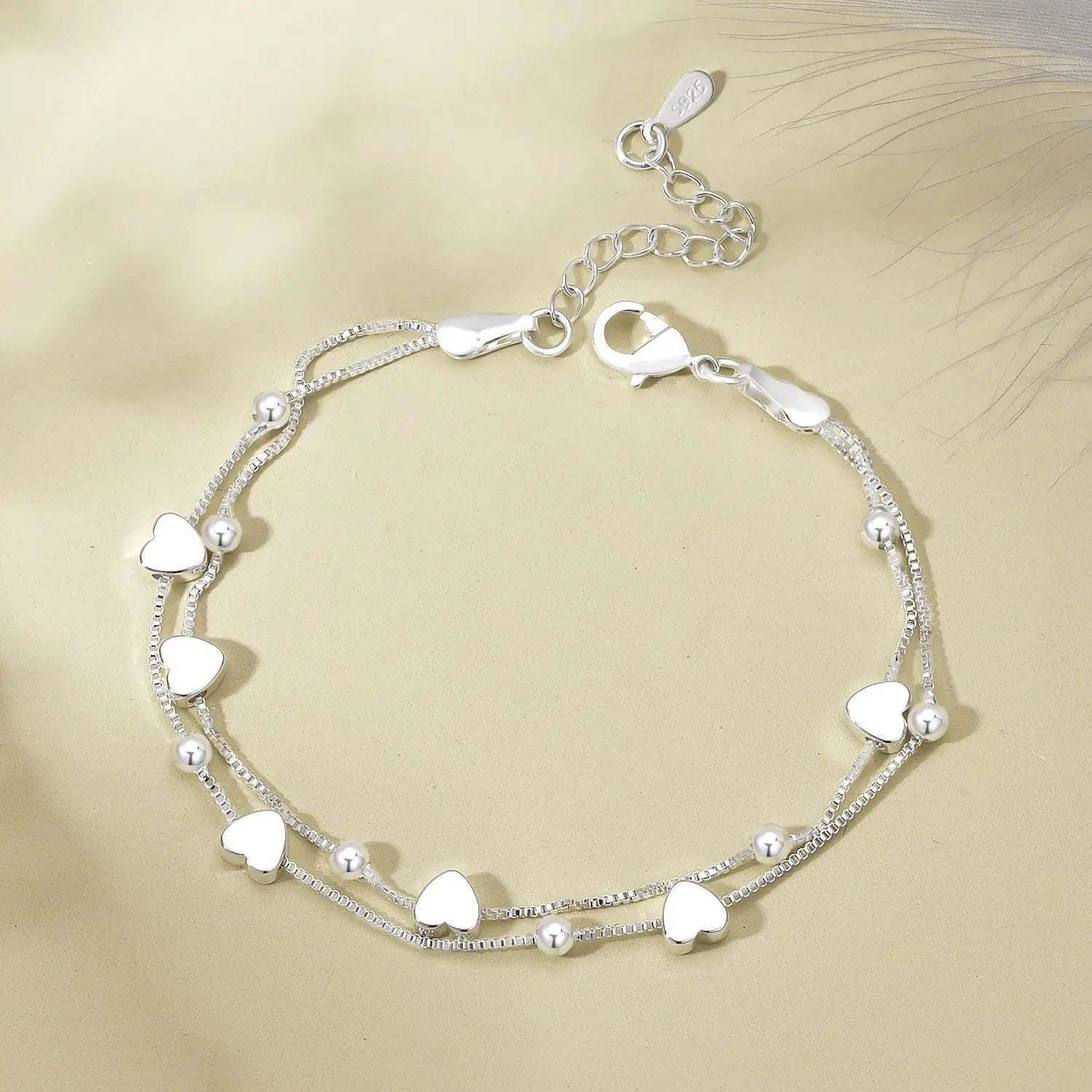 925 Sterling Silver Bracelets Woman Heart Ball Chain Charm Bracelet Couple Designer Jewelry Accessories Wholesale Jewellery