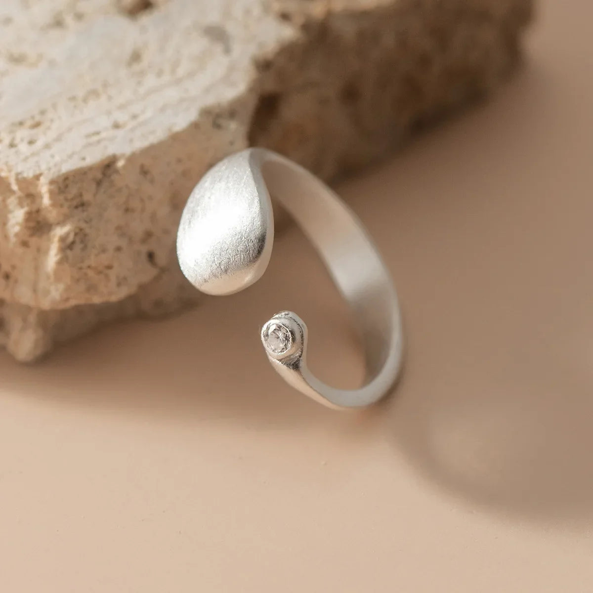 925 Sterling Silver Matte Finish Geometry Adjustable Rings For Women Wedding Fine Jewelry Accessories Jewellery Argent 925