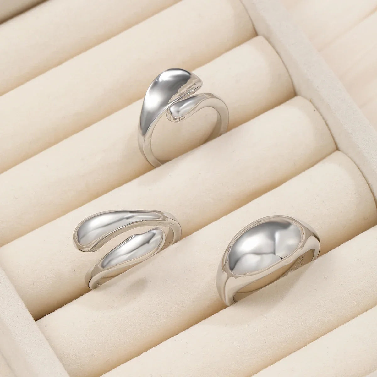 14Pcs/Set Vintage Smooth Open Rings Set for Women Geometric Creative Irregular Gold Color Finger Rings Trendy Daily Jewelry Gift
