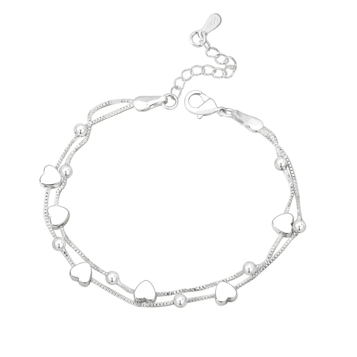 925 Sterling Silver Bracelets Woman Heart Ball Chain Charm Bracelet Couple Designer Jewelry Accessories Wholesale Jewellery