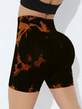 2024 Summer New 16 Color Sexy Tie Dye Shorts Woman Fitness Seamless Butt Lifting Shorts One Pieces Activewear Running Outdoors