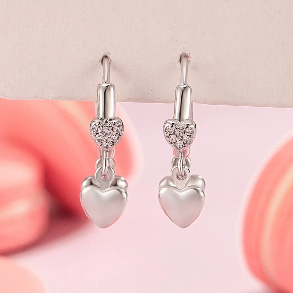 925 Sterling Silver Heart Zircon Stud Earrings For Women Wedding Elegant Luxury Jewelry Accessories Jewellery Prevent Allergies