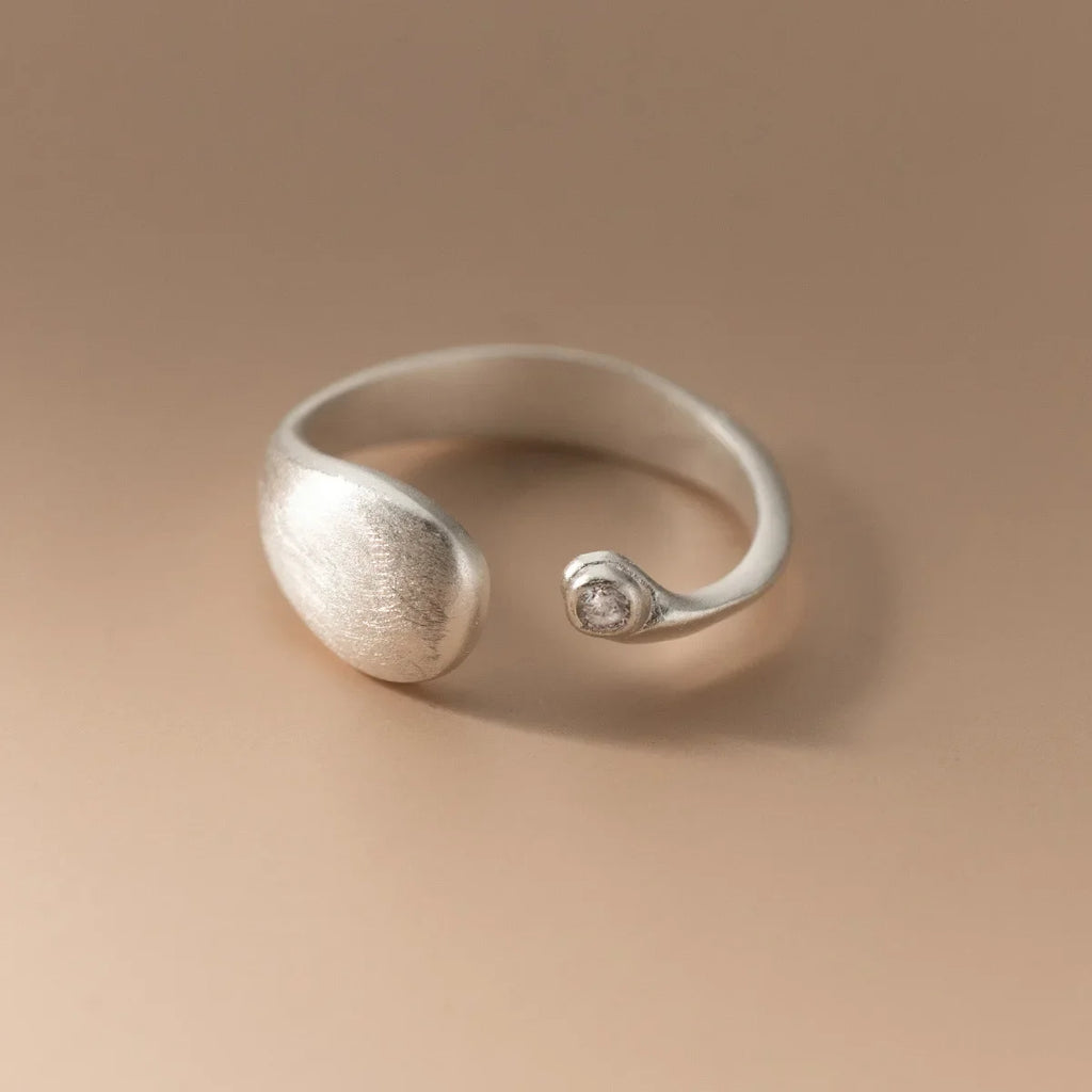 925 Sterling Silver Matte Finish Geometry Adjustable Rings For Women Wedding Fine Jewelry Accessories Jewellery Argent 925