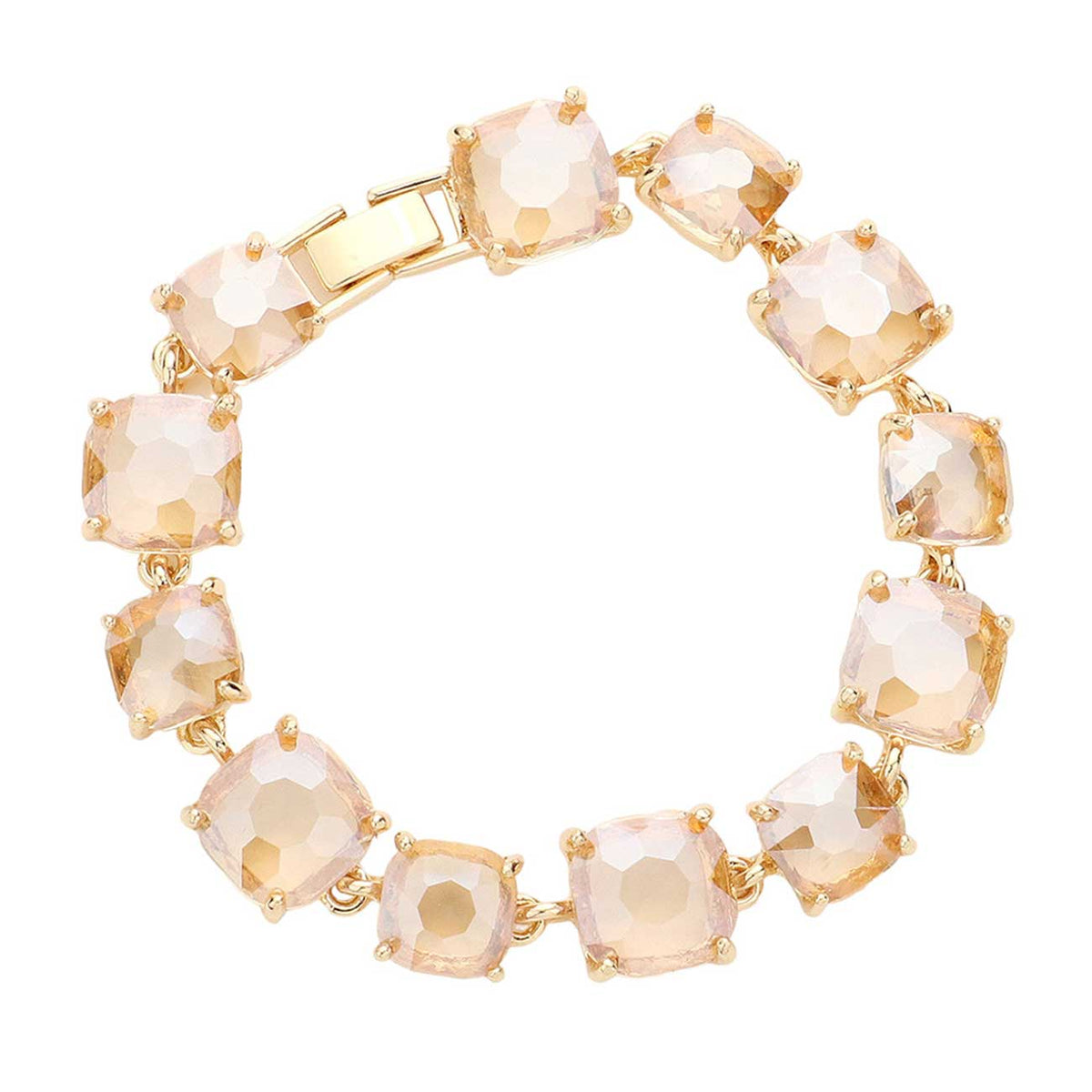 Women's Cushion Square Stone Link Evening Bracelet
