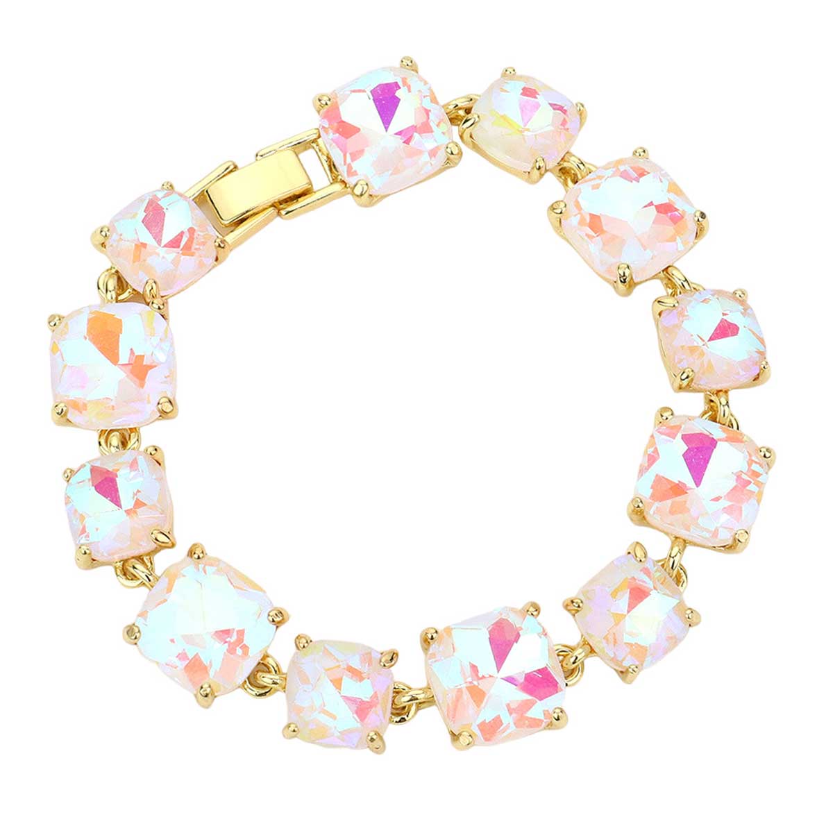 Women's Cushion Square Stone Link Evening Bracelet
