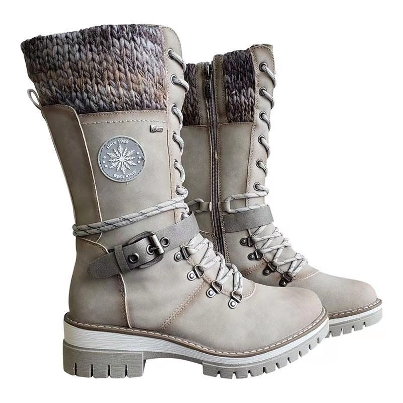 Women's High Square Heel Round Head Martin Boots