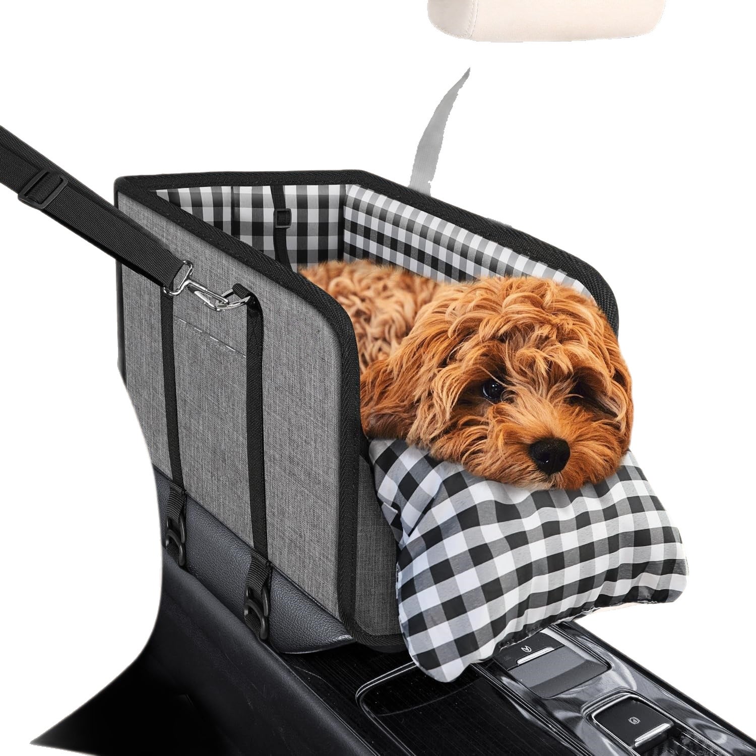 Plaid Pet Car Seat with Cushion – Cozy Travel Seat for Dogs & Cats
