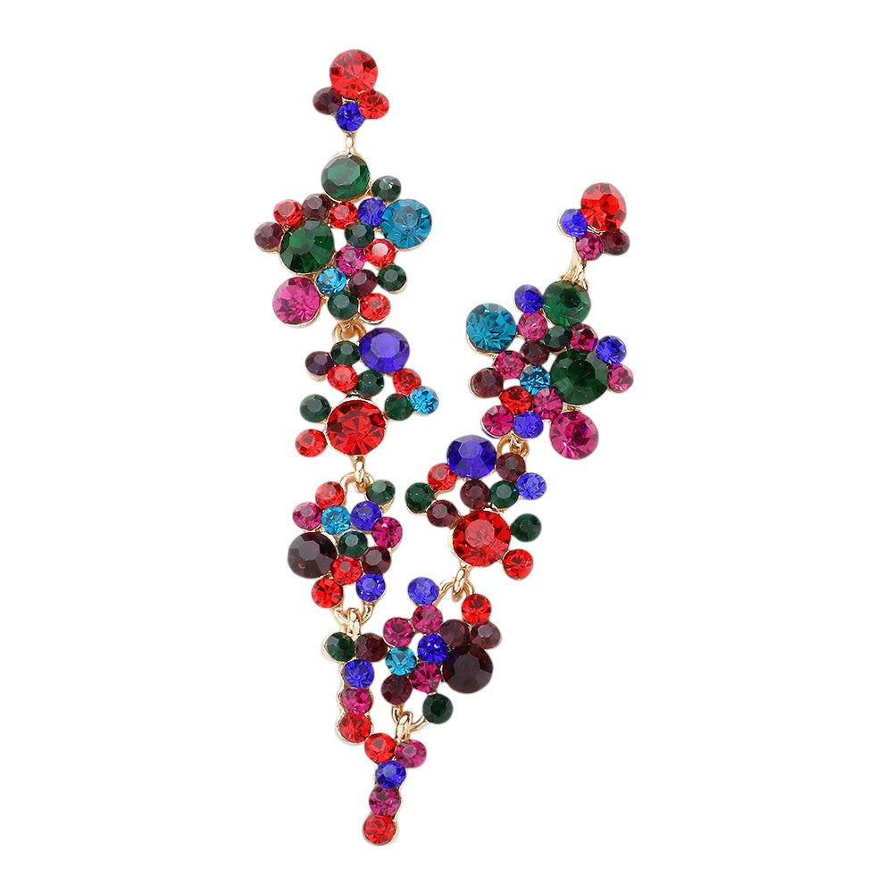 Women's Bubble Stone Cluster Dangle Evening Earrings