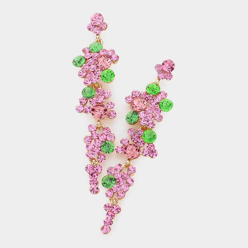 Women's Bubble Stone Cluster Dangle Evening Earrings