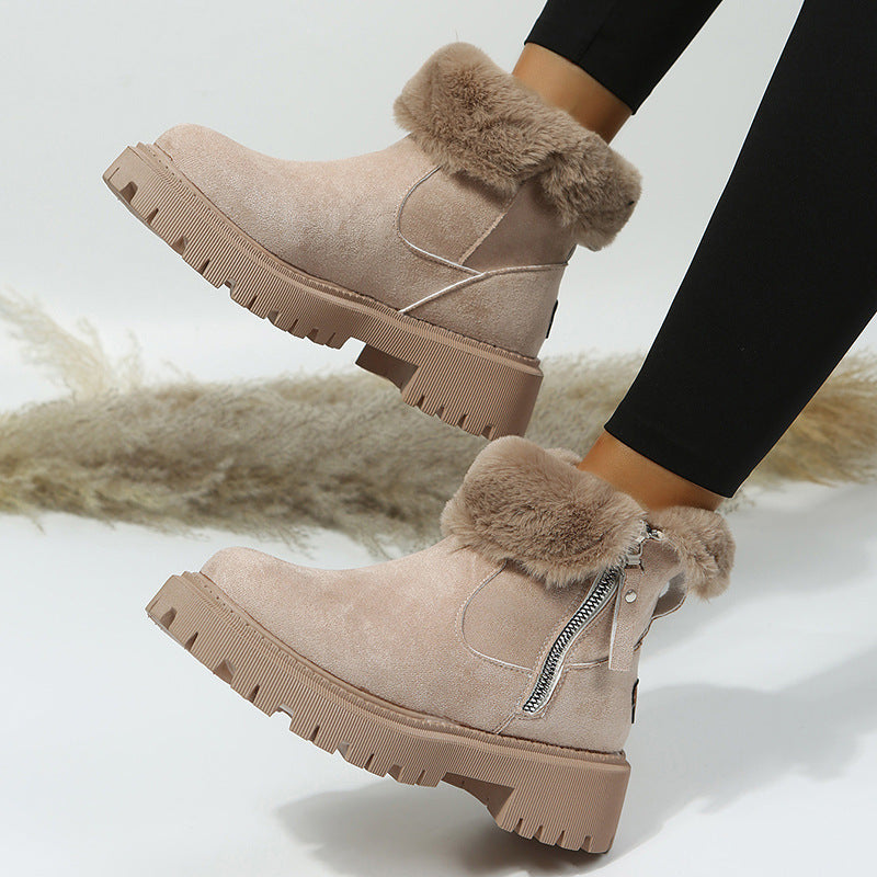 Women's Short Suede Snow Boots