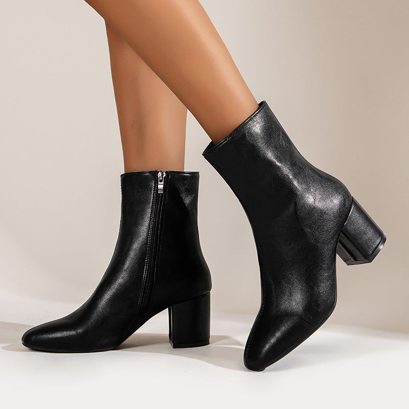 Women's High-Heel Square-Toe Boots