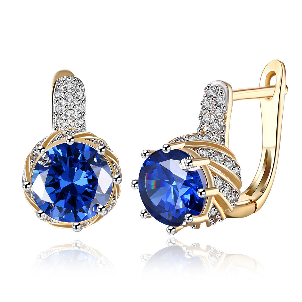 Zircon Earrings Female Stylish Round Diamond